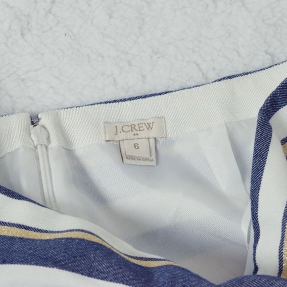 J Crew Navy Blue, Gold, & White Striped Mini Skirt - Picture 5 of 5